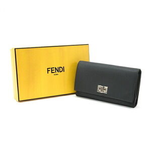 Fendi Peekaboo Selleria Leather Bifold Wallet Double Snap Turnlock Black